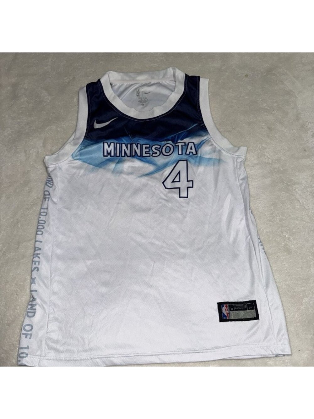 Rob Dillingham Minnesota Timberwolves White Rookie City Jersey Used Size Youth M